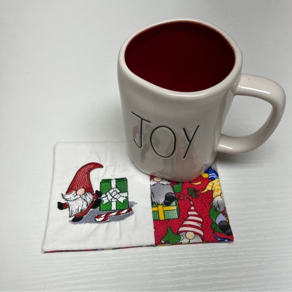 Hand Crafted Mug Rug Coaster Embroidered Cotton Fabric Padded Absorbs Liquid - Picture 4 of 9